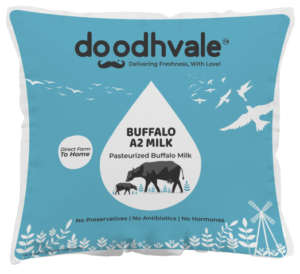 Blue Colour pouch of Buffalo Milk