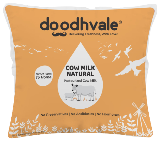 Orange colour image of natural cow milk starter pack